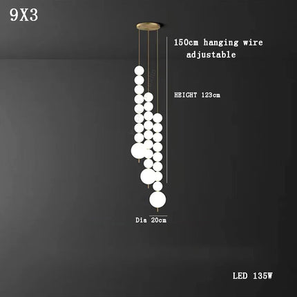 Suspension LED moderne en laiton cuivré boule blanche pour bar et salon
