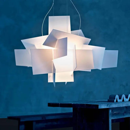 Suspension Big Bang rectangulaire empilable en chrome poli, lumière esthétique design Art Déco
