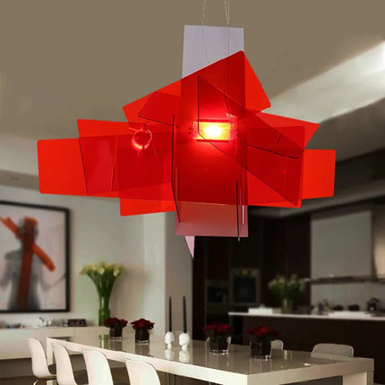 Suspension Big Bang rectangulaire empilable en chrome poli, lumière esthétique design Art Déco
