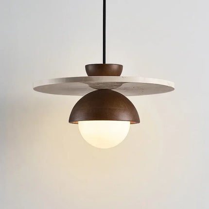 Suspension LED Danemark en noyer, luminaire suspendu design contemporain
