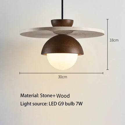 Suspension LED Danemark en noyer, luminaire suspendu design contemporain