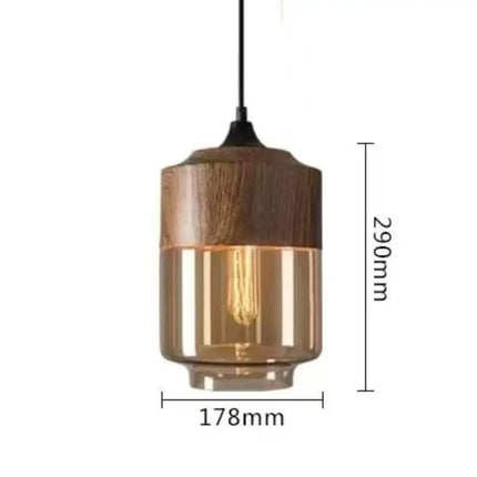 Suspension verre vintage nordique bois, éclairage chaleureux pour cuisine et salon