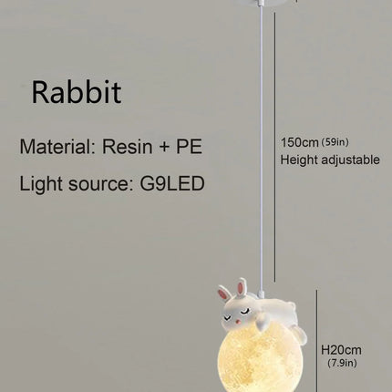 Suspension LED créative animaux dessin animé en PVC pour chambre
