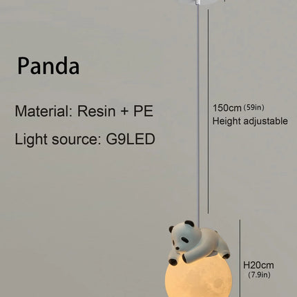 Suspension LED créative animaux dessin animé en PVC pour chambre